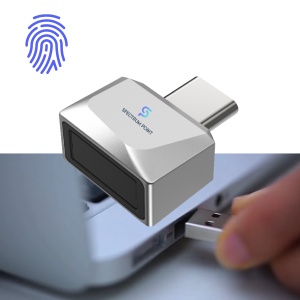 Cititor de amprente USB-C model U10, securitate avansata, carcasa metalica, recunoastere amprenta 360°, inregistrare pana la 10 amprente, portabil, compatibil Android si IOS, format compact, plug & play, gri