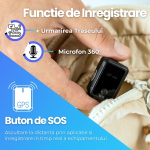 GPS Tracker Pentru Localizare Autoturism, Persoane Si Animale, Nano Sim Card 2G GSM, Inregistrare Vocala, Negru - Img 7