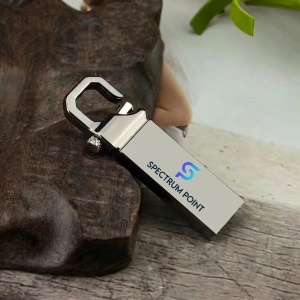 Stick USB / Memorie USB SpectrumPoint, capacitate 128 GB, USB 3.0, OTG, compatibil Laptop/ PC, Design Breloc, Carcasa Metalica, Argintiu