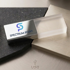 Stick USB / Memorie USB SpectrumPoint, capacitate 64 GB, USB 2.0, OTG, compatibil Laptop/ PC / Telefon Mobil / Tableta, Carcasa metalica cu cristale luminoase, Argintiu