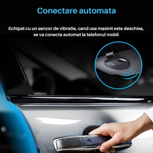Car Kit Auto, difuzor Bluetooth 5.0, hands-free pentru telefonul din masina, mini radio, transmisie vocala, stanby 500 ore, negru - Img 2
