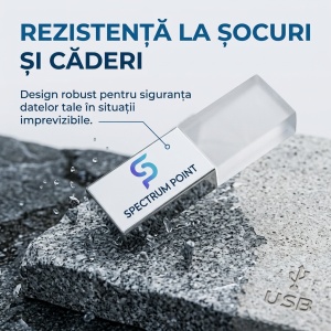Stick USB / Memorie USB SpectrumPoint, capacitate 128 GB, USB 2.0, OTG, compatibil Laptop/ PC / Telefon Mobil / Tableta, Carcasa metalica cu cristale luminoase, Argintiu - Img 4