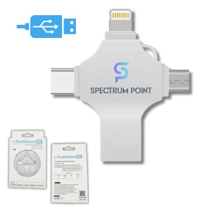 Stick memorie multifunctional 4 in 1, Capacitate 128 GB, compatibil Smartphone, Computer, Laptop, Argintiu