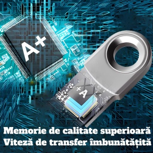Stick Memorie USB 4 GB, USB 2.0, Design Compact cu Carcasa Metalica, Impermeabil si Rezistent, Compatibil cu PC, Laptop, Consola, Argintiu Metalizat - Img 2