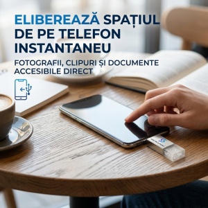 Stick USB / Memorie USB SpectrumPoint, capacitate 64 GB, USB 2.0, OTG, compatibil Laptop/ PC / Telefon Mobil / Tableta, Carcasa metalica cu cristale luminoase, Argintiu - Img 5