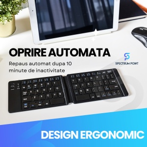 Tastatura Pliabila Universala, conectare Bluetooth, fara fir, compatibila Windows / Android / IOS / Sisteme PC / Laptop / Tableta, Negru - Img 7