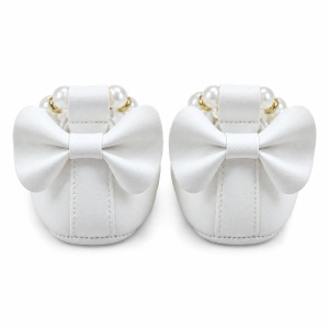 Balerini bebe fetite albi cu perle decorative si talpa moale - Img 5
