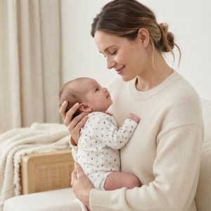 Body bebe alb din bumbac cu imprimeu floral multicolor, maneca lunga si capse pe umeri - Img 2