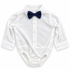 Costum bebe baiat bleumarin 3 piese sacou pantaloni body cu papion, fotografie de produs pe fundal alb