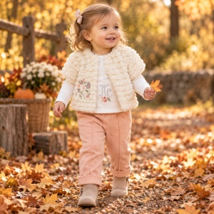 Costum fetita 3 piese bumbac cu bluza pantaloni si blanita alba