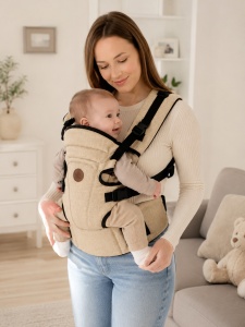 Marsupiu ergonomic bebe crem 4-12 Kg, reglabil, port bebe confortabil si sigur