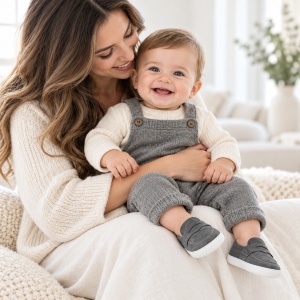 Mocasini bebe baieti gri, pantofiori eleganti cu talpa moale - Img 2