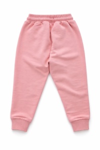 Pantaloni sport premium pentru copii din bumbac roz cu buzunare si snur reglabil - Img 5