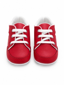 Pantofi bebe rosii casual cu siret si aplicatie stea comozi - Img 6