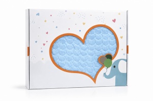 Paturica bebe bleu cu inimioare embosate 100x100 cm pufoasa moale pentru bebelusi - Img 2