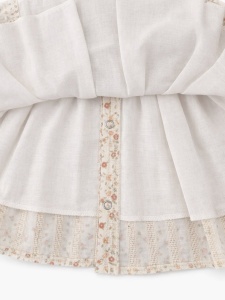 Rochie fetita crem floral cu funda maro eleganta vintage botez aniversari - Img 5