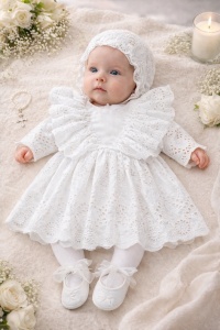 Rochita fetita din bumbac set elegant cu bonetica si accesorii