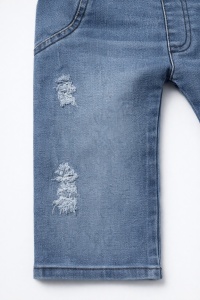 Salopeta bebe din denim cu tricou bumbac set casual copii stil modern - Img 3