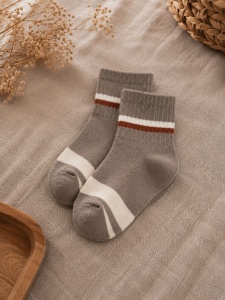 Set 3 perechi sosete copii crem, maro si gri unisex - Img 5