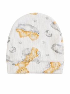 Set bebe 3 piese bumbac ribat cu ursuleti, bluza pantaloni caciulita - Img 4