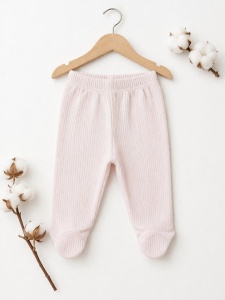 Set bebe 5 piese bumbac roz cu pantaloni, bluza, caciulita, bavetica si manusi - Img 4