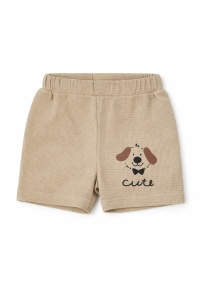 Set bebe baiat 2 piese tricou si pantaloni scurti bumbac model cute puppy - Img 4