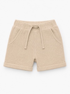 Set bebe baiat 3 piese camasa muselina tricou bumbac si pantaloni bej elegant vara - Img 5