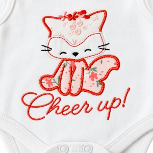 Set bebe fetita din bumbac 3 piese cu body vulpita, cardigan floral si pantaloni roz - Img 5