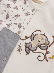 Set haine bebe baiat 2 piese bumbac premium – tricou cu capse si pantaloni cu maimuta - Img 4
