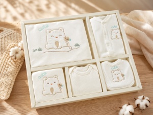 Set nou-nascut 10 piese Cute Bear, 100% bumbac, hainute bebe pentru maternitate - Img 2