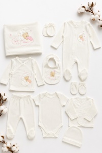 Set nou-nascut 10 piese Ursulet Sweet Dreams, 100% bumbac, hainute bebe pentru maternitate - Img 7