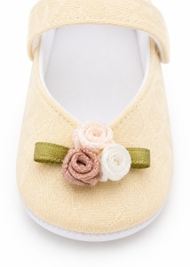 Balerini bebe eleganti crem cu floricele decorative, comozi si delicati pentru fetite - Img 5
