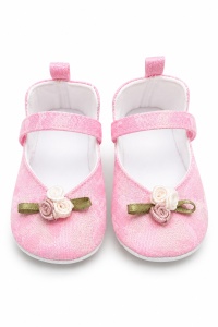 Balerini bebe roz eleganti cu floricele decorative, comozi si delicati pentru fetite - Img 3