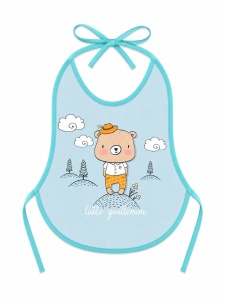 Bavetica bebe impermeabila bleu cu ursulet pentru hranire diversificare anti pata - Img 2