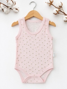 Body bebe roz bumbac ribat fara maneci body nou nascut vara delicat premium - Img 3