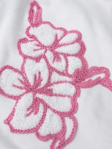 Compleu bebe fete 3 piese roz cu body floral si pantaloni din bumbac - Img 4