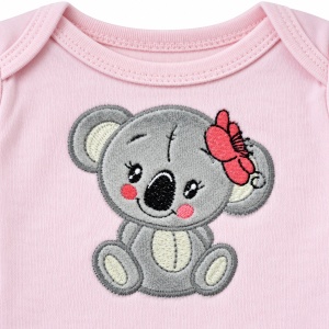 Compleu bebe fetita 3 piese, bumbac, body cu koala, jacheta cu gluga si pantaloni, roz - Img 6
