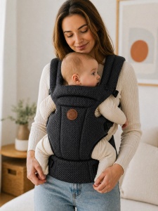 Marsupiu ergonomic bebe gri inchis 4-12 kg reglabil respirabil