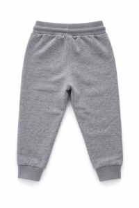 Pantaloni sport premium pentru copii din bumbac gri cu buzunare si snur reglabil - Img 5
