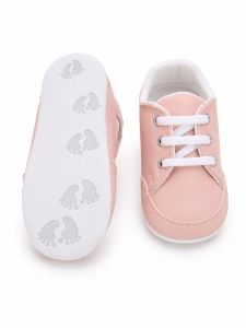 Pantofi bebe roz casual cu siret si aplicatie stea comozi - Img 5