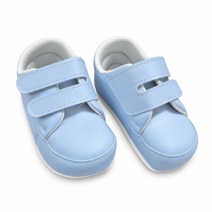 Pantofiori bebe bleu din piele ecologica cu doua barete cu arici - Img 5