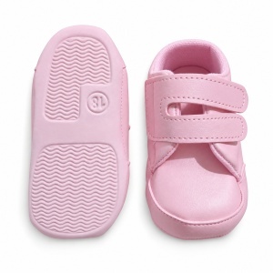 Pantofiori bebe roz din piele ecologica cu barete cu arici - Img 5