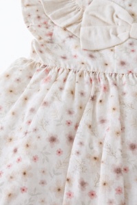 Rochie bebe fetite crem cu flori si bentita, rochita eleganta fetite - Img 6