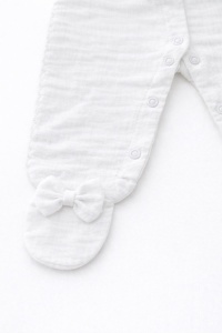 Salopeta bebe fetita muselina alba eleganta guler dantela botez bentita inclusa - Img 5