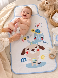 Salteluta impermeabila pentru schimbat scutece bebe pliabila model catel albastru