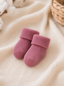 Set 3 perechi sosete bebe roz, roz prafuit si alb cu manseta moale pentru nou nascut - Img 4