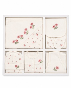 Set bebe 10 piese din bumbac cu imprimeu floral delicat nou nascut - Img 4
