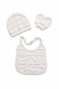 Set bebe 5 piese crem premium bumbac bluza pantaloni caciula manusi bavetica - Img 4