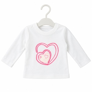 Set bebe fetita 3 piese cu jacheta pufoasa cu inimioare, bluza si pantaloni roz - Img 3