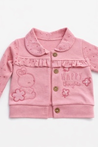 Set bebe fetite roz 3 piese body hanorac si pantaloni iepuras - Img 5
